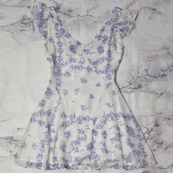 Princess Polly Dream Away Mini Dress Blue Floral - Picture 6 of 7